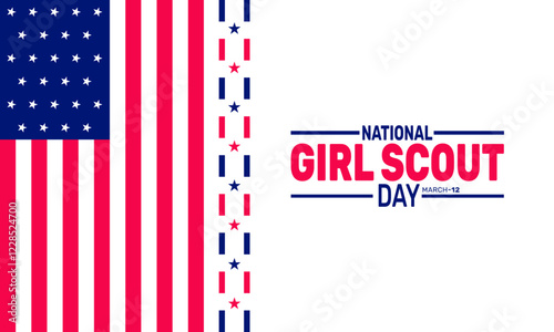 March is National Girl Scout Day. This holiday-themed design is perfect for backgrounds Template, banners, greeting cards, posters with text inscription, and social media posts. Vector illustration.