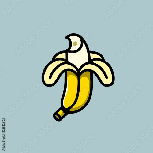 Illustration of bitten biting banana vectors, banana icons, banana logos, is very good as a sticker, with a plain background.