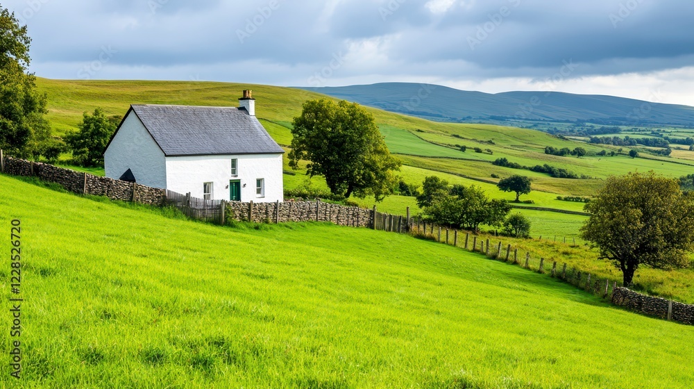 Idyllic Country House in Lush Green Landscape with Rolling Hills Idyllic Country House in Lush Green Landscape with Rolling Hills