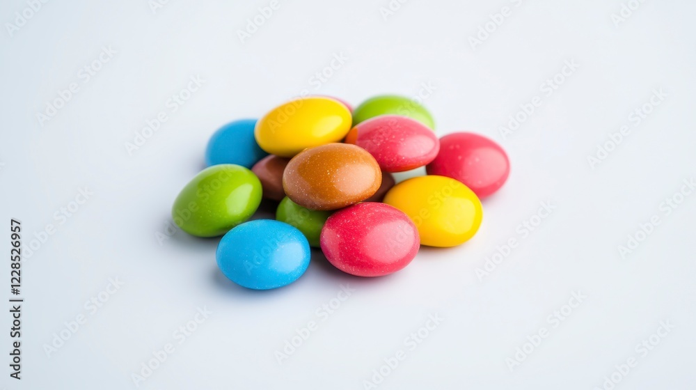 Colorful Chocolate Eggs on a White Background, Perfect for Spring Colorful Chocolate Eggs on a White Background, Perfect for Spring
