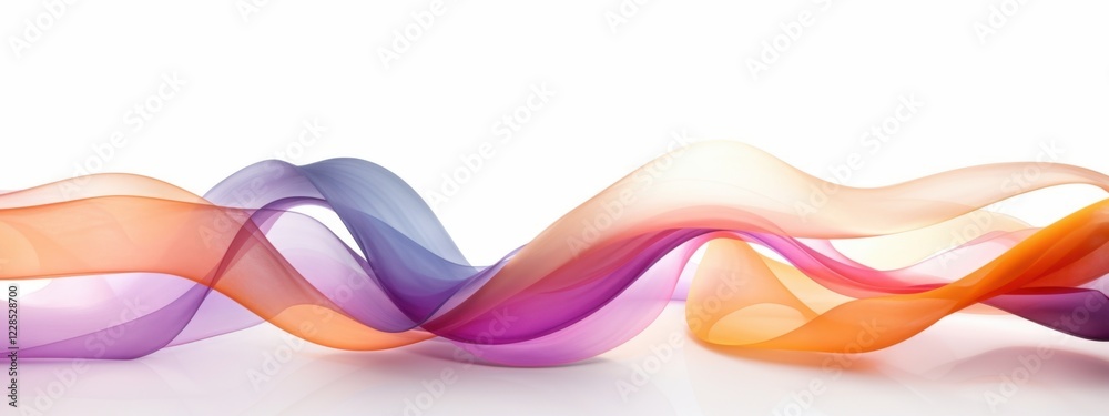 Abstract Colorful Waves Flowing Dynamically Across White Background: A Serene Digital Art Piece
