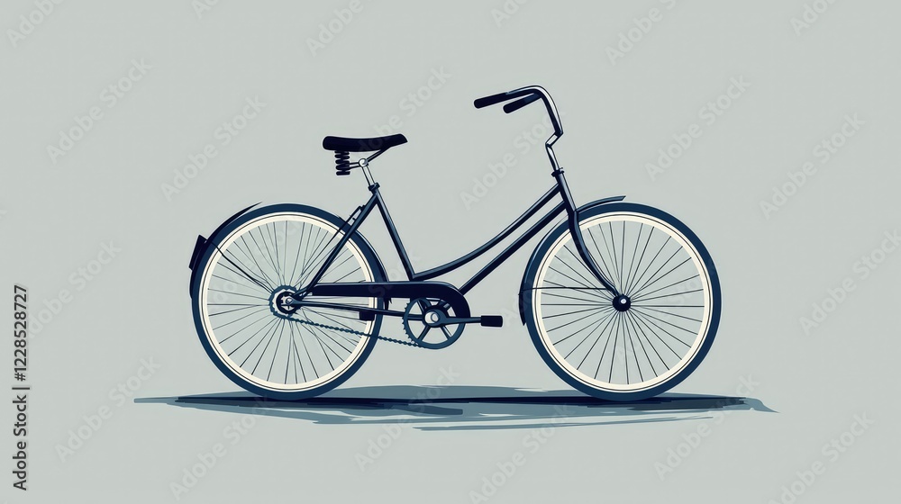 Classic Bicycle Illustration with Simple Design and Soft Colors Classic Bicycle Illustration with Simple Design and Soft Colors