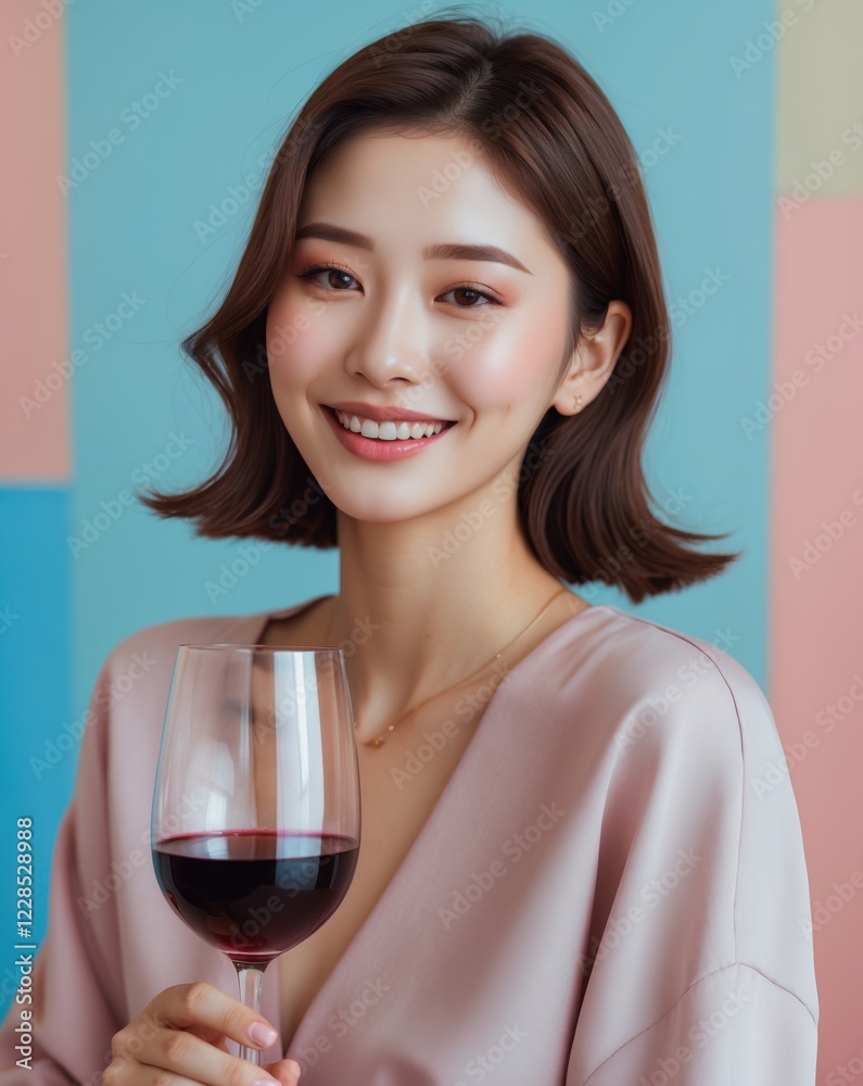 Celebrating joyful moments young woman enjoying red wine cozy setting lifestyle Celebrating joyful moments young woman enjoying red wine cozy setting lifestyle
