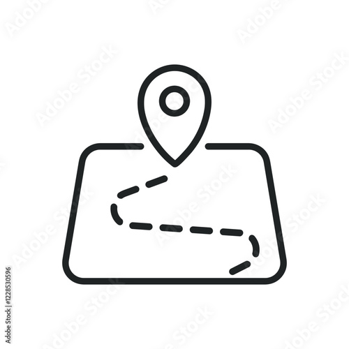 Map route line icons. Editable stroke and Perfect pixel on transparent background