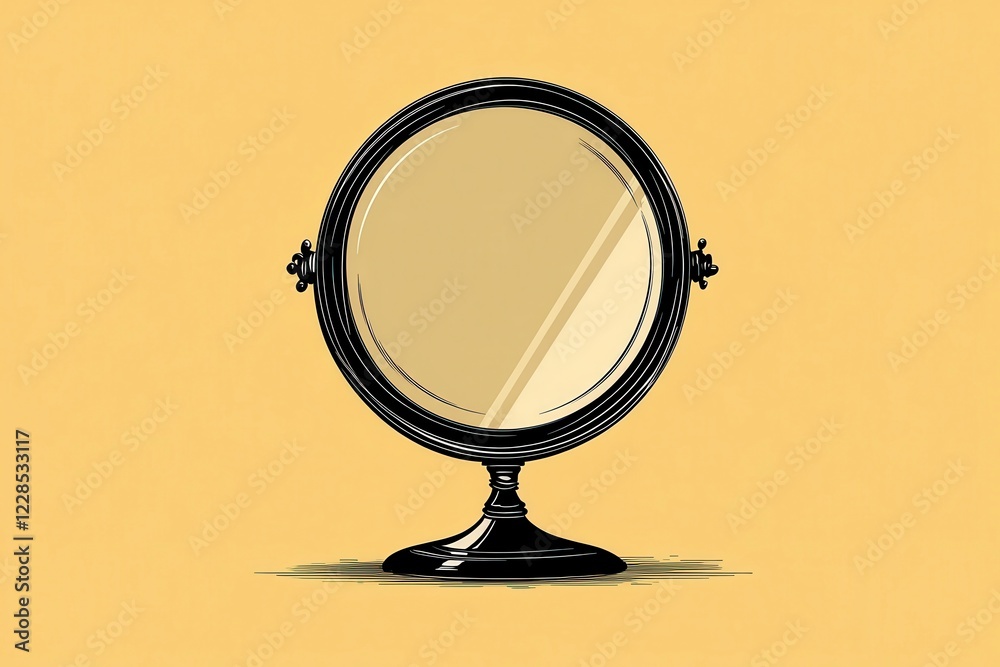 Classic Black and White Flat Vector Illustration of a Minimalistic Mirror Design. Generative AI Classic Black and White Flat Vector Illustration of a Minimalistic Mirror Design. Generative AI
