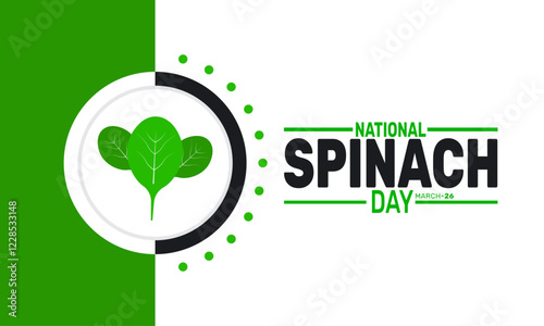 National Spinach Day. fresh green spinach leaves This holiday-themed design is perfect for backgrounds, banners, greeting cards, 
posters,text inscription, and social media posts. Vector illustration.