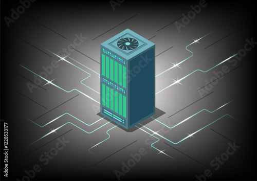 isometric concept big data center