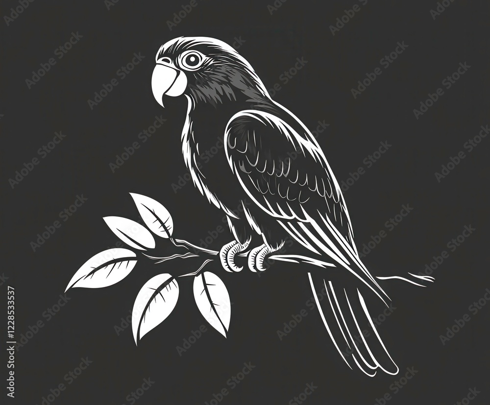 Fototapeta premium Kakapo Vector Illustration Showcasing Unique Features in Minimalistic Design. Generative AI