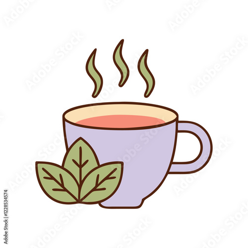Herbal tea cup wellness beverage icon