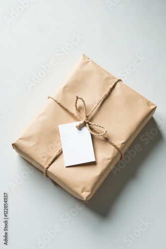 A Simply Wrapped Package with a Blank Tag Ready for a Personal Message