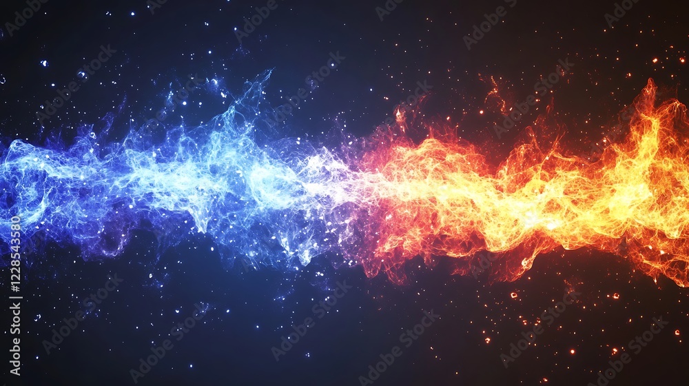 Fototapeta premium Abstract Image of Fire and Ice Colliding