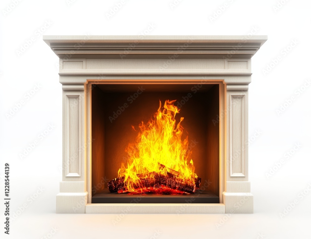 Classic fireplace with burning fire. Classic fireplace with burning fire.