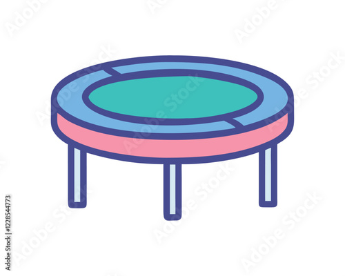 Fitness trampoline gym workout training equipment icon