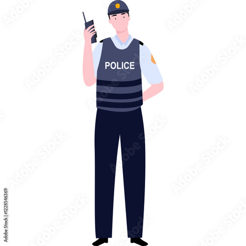 flat illustration character traffic police using walkie talkie