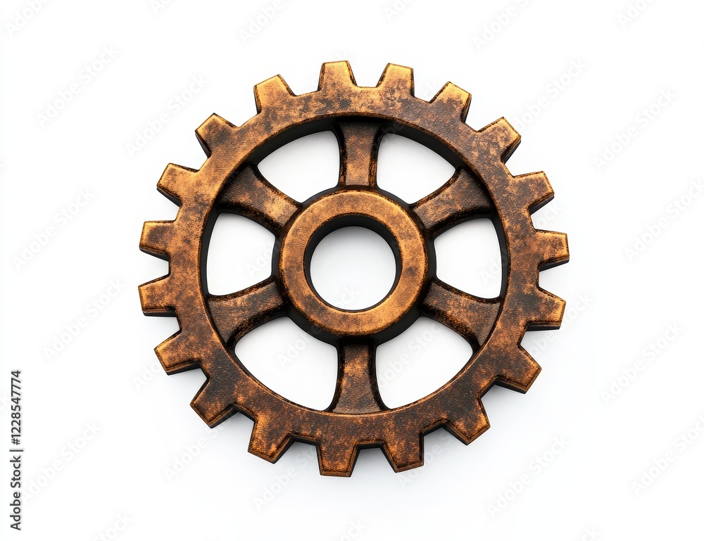 Rustic brown metal gear isolated on white. Rustic brown metal gear isolated on white.