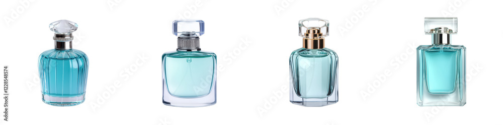A visually striking arrangement of various high end designer perfume or fragrance bottles showcased in a sophisticated and elegant manner A visually striking arrangement of various high end designer perfume or fragrance bottles showcased in a sophisticated and elegant manner