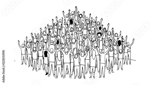 Excited Crowd Reaching Up in the Air