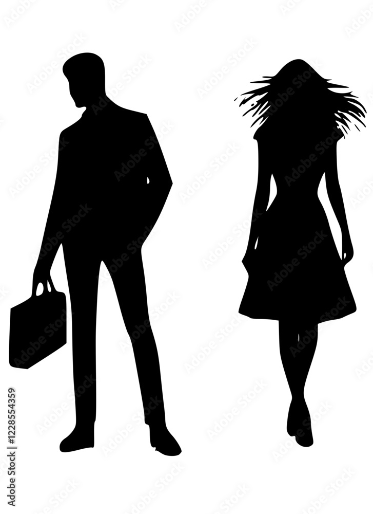 Image of two vector silhouettes of people