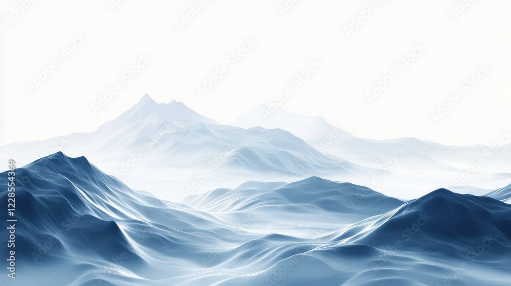 Serene blue mountain landscape with soft undulating peaks and misty background, ideal for tranquility Serene blue mountain landscape with soft undulating peaks and misty background, ideal for tranquility