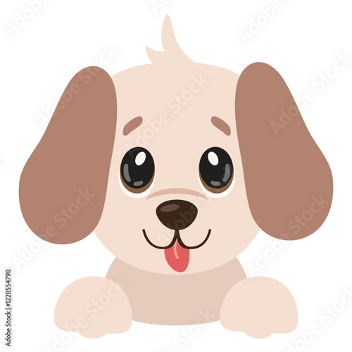 Cute peeking puppy dog vector cartoon illustration