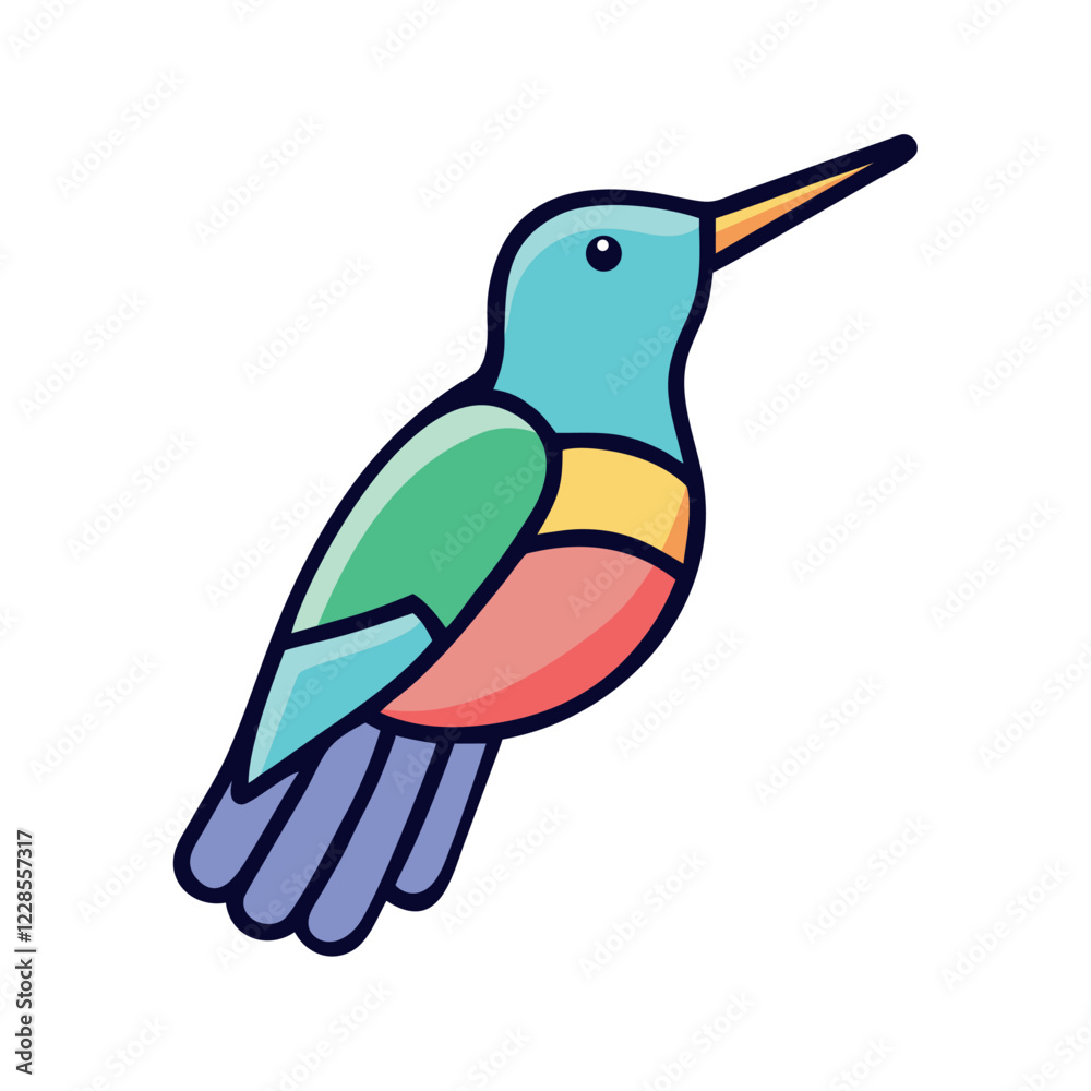 Obraz premium Elegant perched hummingbird tropical bird icon