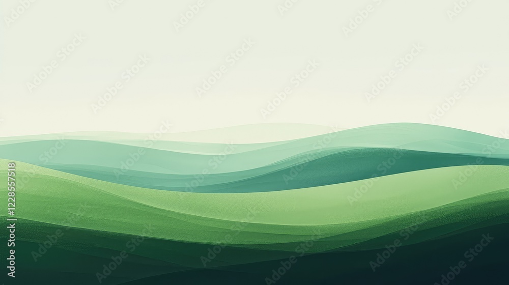 Serene Abstract Landscape with Gentle Green Hills and Soft Tones Serene Abstract Landscape with Gentle Green Hills and Soft Tones
