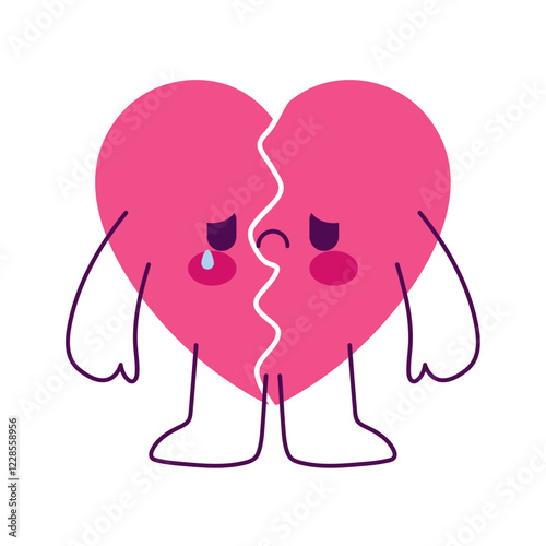 Broken Heart with Two Pieces Illustration