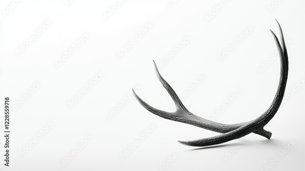 Black Antler Isolated on White Background Perfect for Minimalist Art Black Antler Isolated on White Background Perfect for Minimalist Art
