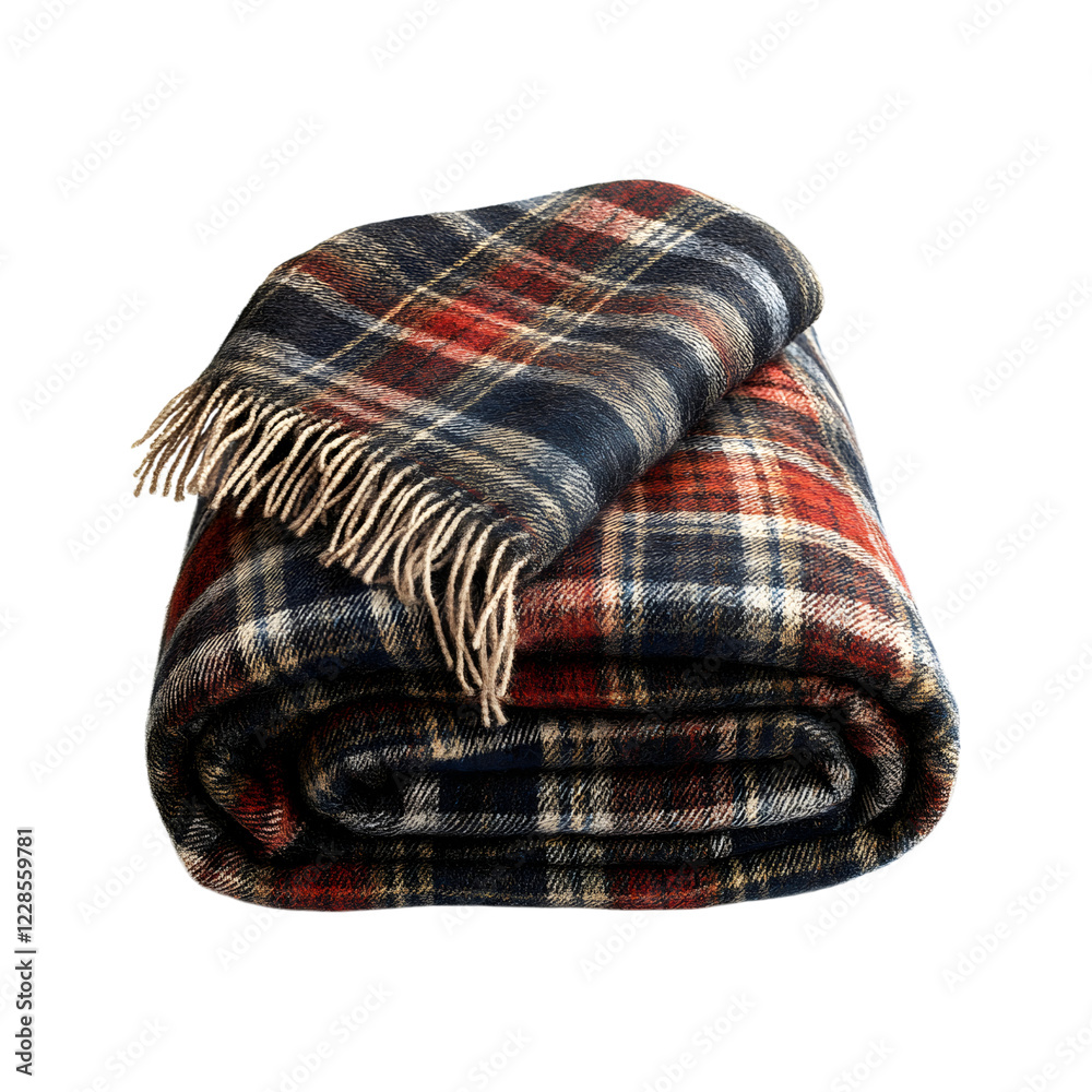 Wool Blanket with Traditional Tartan Design Isolated on Transparent Background Wool Blanket with Traditional Tartan Design Isolated on Transparent Background