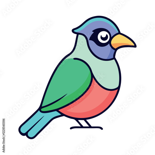 Exotic green songbird perched tropical avian icon