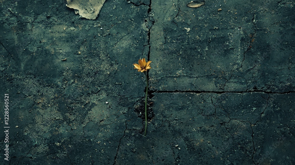 Resilient Flower Growing Through Cracked Concrete Surface Resilient Flower Growing Through Cracked Concrete Surface