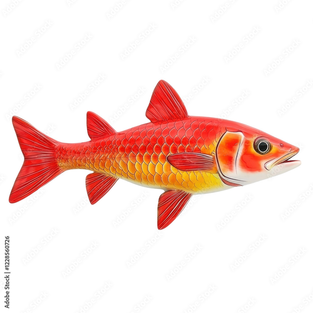 Fototapeta premium A vibrant red fish illustration, showcasing details like scales and fins.