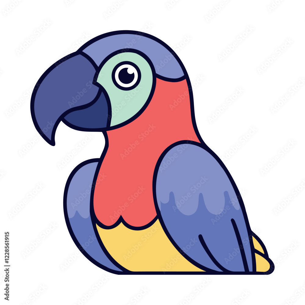 Fototapeta premium Colorful macaw perched tropical rainforest bird icon