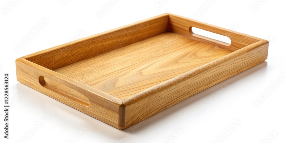 Side View of an Empty Wooden Tray Isolated on White Background for Macro Photography, Perfect for Home Decor, Kitchenware, or Product Displays in Stock Photos Side View of an Empty Wooden Tray Isolated on White Background for Macro Photography, Perfect for Home Decor, Kitchenware, or Product Displays in Stock Photos