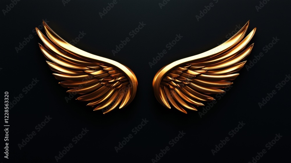 Obraz premium Elegant golden angel wings on a dark background