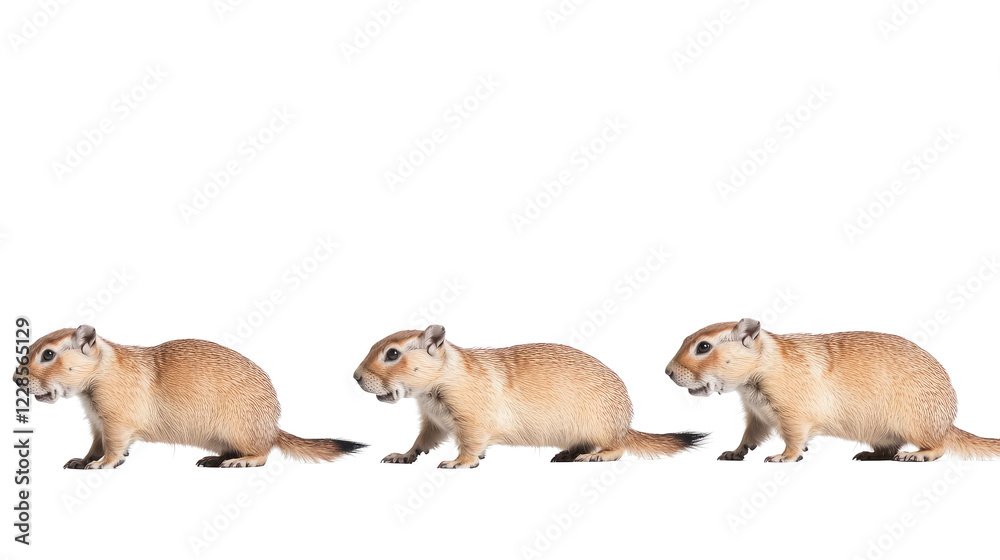Obraz premium Cute Grouping of Prairie Dogs on a Transparent Background Generative AI