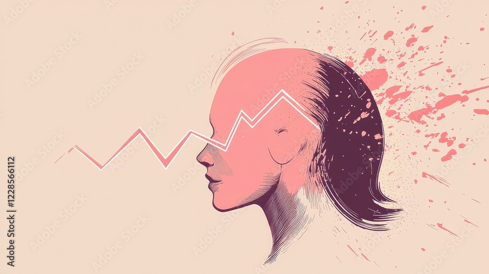 Abstract Illustration of a Woman's Profile with Financial Graph Elements Abstract Illustration of a Woman's Profile with Financial Graph Elements
