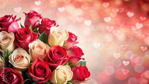 Rose Bouquet on Hearts Background, floral, roses,  floral, roses, pretty, red, valentines day gifts