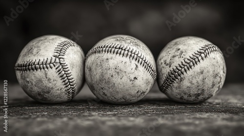 Nostalgic Black and White Vintage Baseballs on Textured Surface