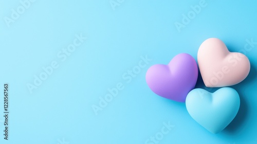 Pastel Hearts on Blue Background Romantic Valentine s Day Design