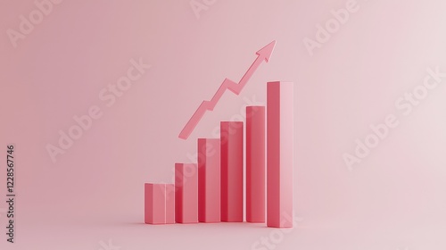 Free Download Pink Bar Graph Increasing Over Time with Arrow on Light Background - GFXLoad