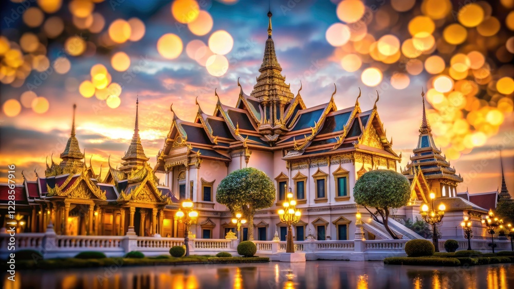 Fototapeta premium Grand Palace Hall Bokeh, Palace Interior, Luxurious Hall, Architectural Photography, Bokeh Background, Elegant Hall, Palace Architecture, Hallway Bokeh, Interior Design, Royal Palace