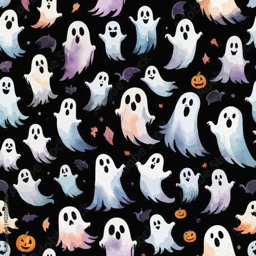 Set of watercolor Halloween Ghost set