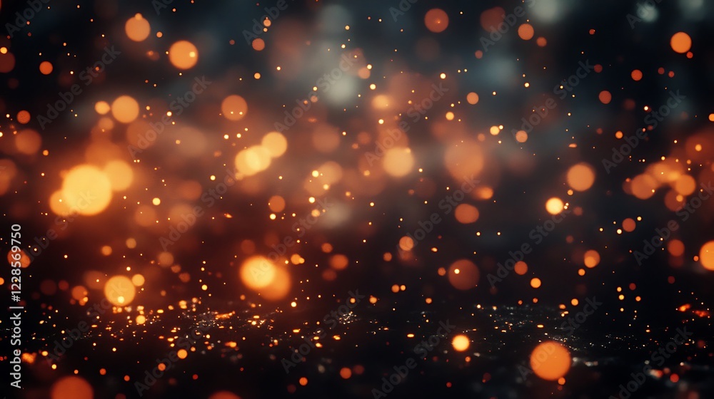 Fototapeta premium Abstract Background Of Glowing Orange And Dark Sparks