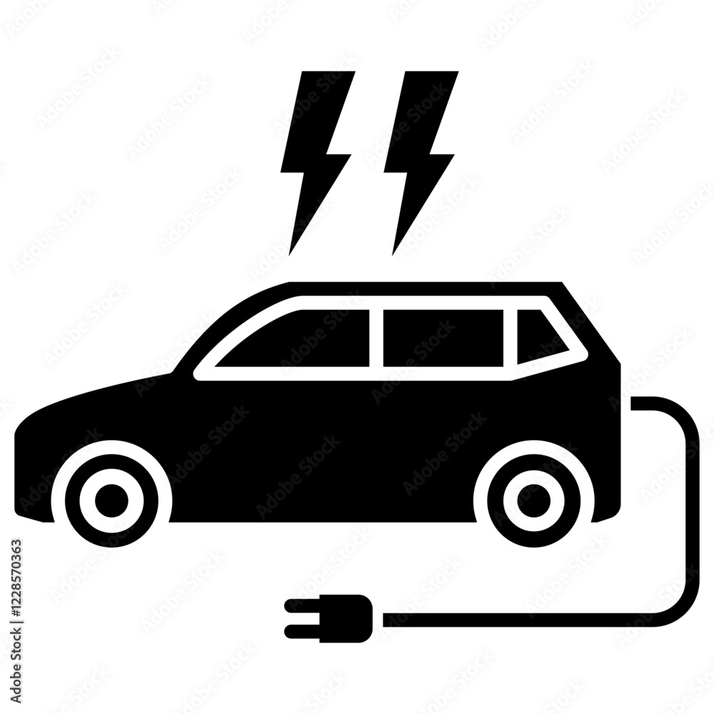 Electric Car glyph icon. use for modern concept, print, UI, UX kit, web and app development. Vector EPS 10, related to business, green industry, eco friendly and economy . Electric Car glyph icon. use for modern concept, print, UI, UX kit, web and app development. Vector EPS 10, related to business, green industry, eco friendly and economy .