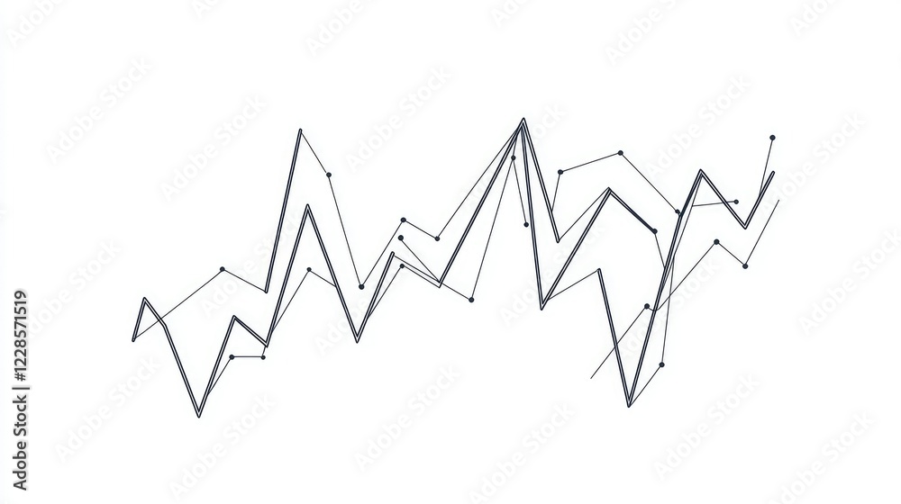 Abstract Chart Line with Fluctuations and Data Points Illustration Abstract Chart Line with Fluctuations and Data Points Illustration