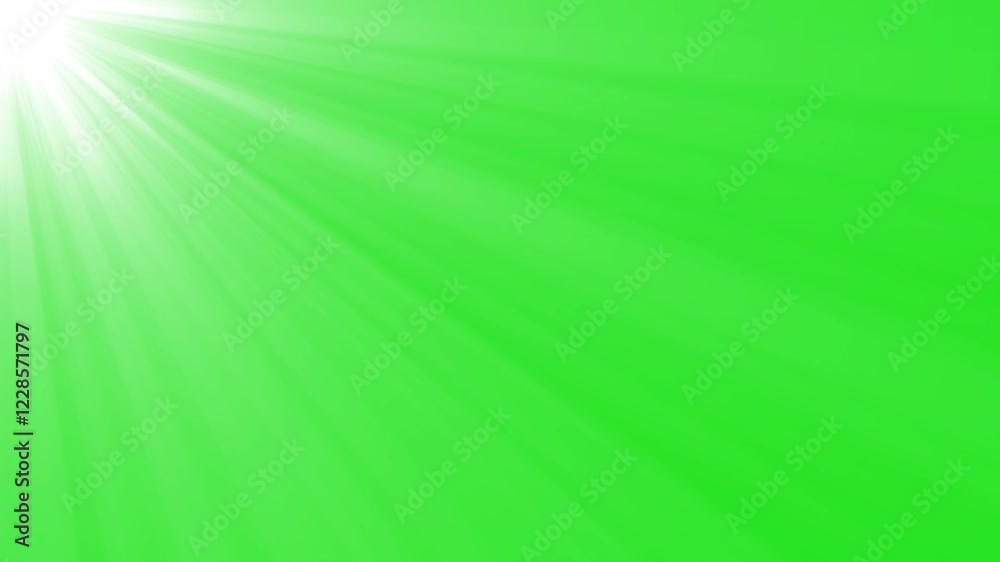 Top center sun rays or god bless rays on green screen. Lens Flare ...