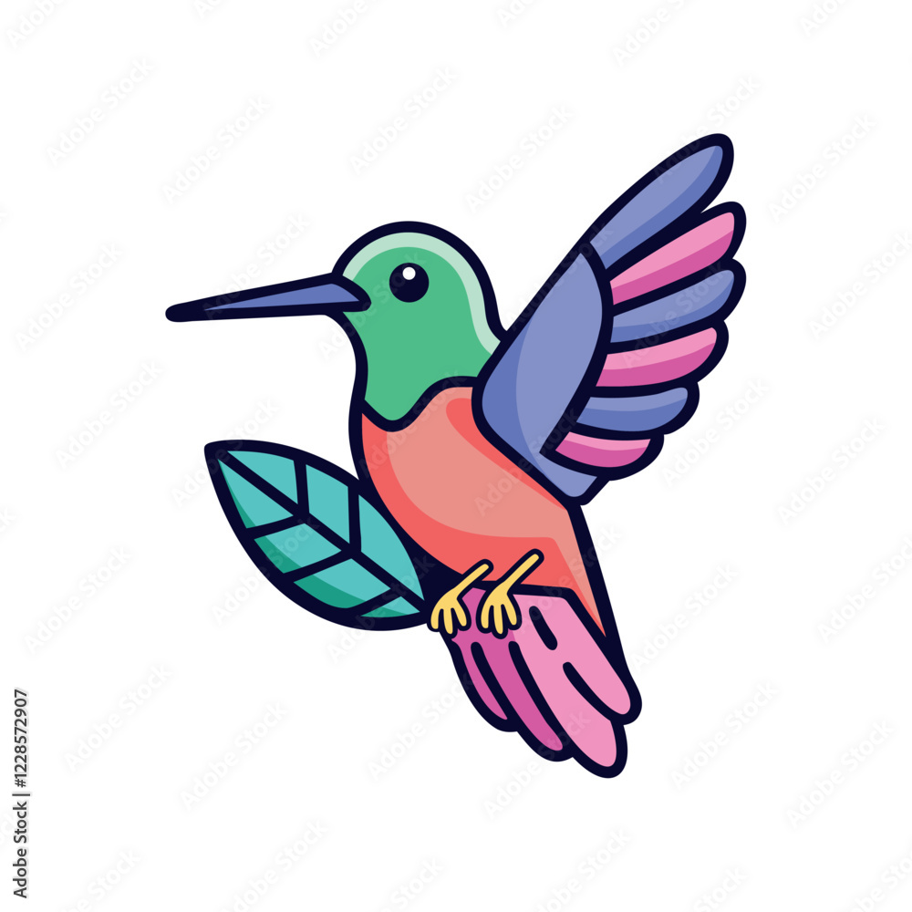 Obraz premium Colorful hummingbird flying exotic bird icon
