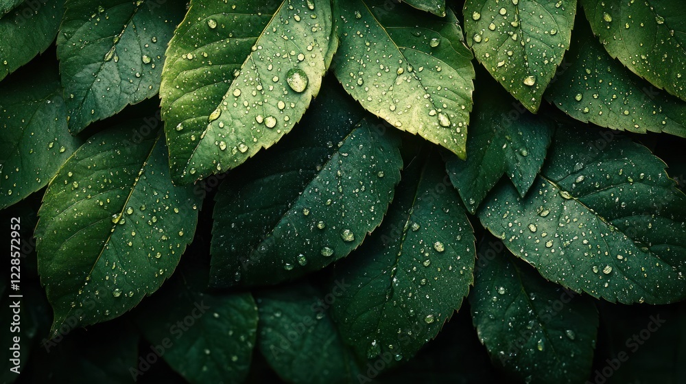 Obraz premium Emerald Dewdrops: A Lush Tapestry of Nature's Beauty
