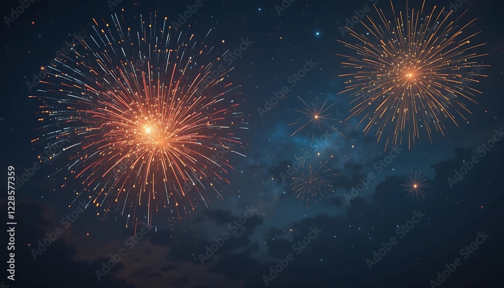 Fototapeta premium Festive Fireworks Exploding In Night Sky Display